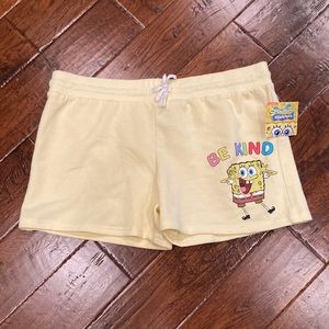 Junior’s Nickelodeon SpongeBob SquarePants Be Kind Yellow Athletic Shorts 2XL